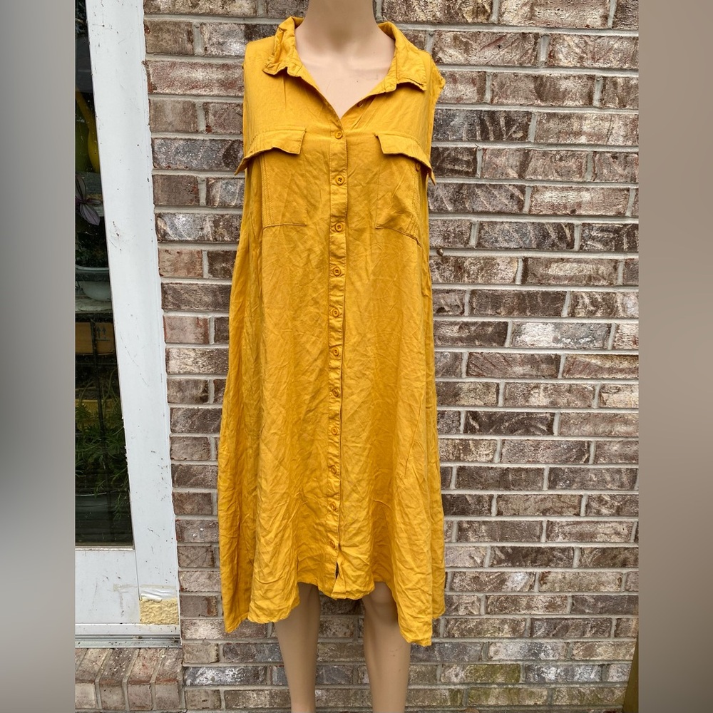 Mustard Yellow/Gold 1X Millenium Shirt Shift Dress